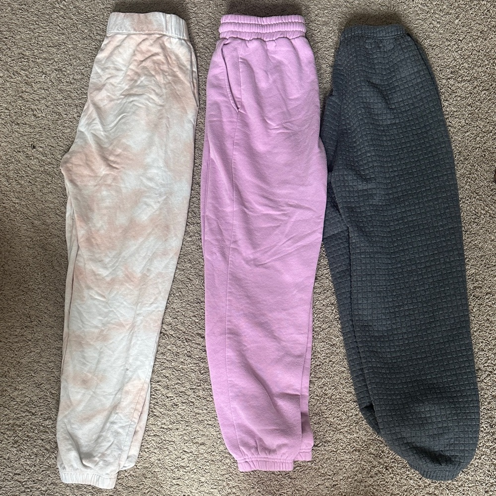 Womens Cozy Sweatpants Set - Pink, Gray, and Cream